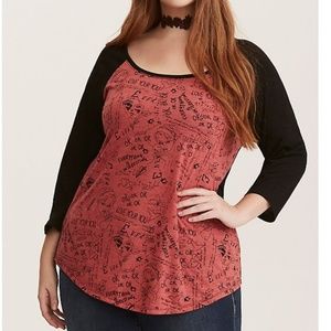 Torrid Verbiage Raglan Tee 3/4 length sleeve